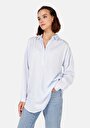 thumb-Afficher les détails de Chemise À Manches Longues Bleu Relaxed Fit Rayé Polyester Femme