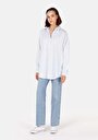 thumb-Afficher les détails de Chemise À Manches Longues Bleu Relaxed Fit Rayé Polyester Femme