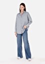 thumb-Afficher les détails de Chemise À Manches Longues Bleu Relaxed Fit Rayé Popeline Femme