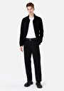 thumb-Afficher les détails de Pantalon Noir Düz Paça Medium Rise En Jacquard Wıde Fit Homme