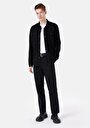 thumb-Afficher les détails de Pantalon Noir Düz Paça Medium Rise En Jacquard Wıde Fit Homme