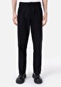 thumb-Afficher les détails de Pantalon Noir Düz Paça Medium Rise En Jacquard Wıde Fit Homme