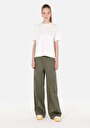 thumb-Afficher les détails de Pantalon Kaki Wide Leg High Rise En Sergé Regular Fit Femme