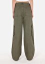 thumb-Afficher les détails de Pantalon Kaki Wide Leg High Rise En Sergé Regular Fit Femme
