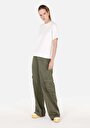 thumb-Afficher les détails de Pantalon Kaki Wide Leg High Rise En Sergé Regular Fit Femme