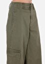 thumb-Afficher les détails de Pantalon Kaki Wide Leg High Rise En Sergé Regular Fit Femme