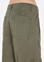 thumb-Afficher les détails de Pantalon Kaki Wide Leg High Rise En Sergé Regular Fit Femme
