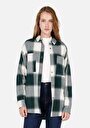 thumb-Afficher les détails de Chemise À Manches Longues Vert Relaxed Fit Plaid Sergé Femme