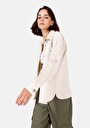 thumb-Afficher les détails de Chemise À Manches Longues Ecru Relaxed Fit Droit Sergé Femme