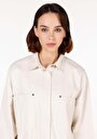 thumb-Afficher les détails de Chemise À Manches Longues Ecru Relaxed Fit Droit Sergé Femme
