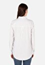 thumb-Afficher les détails de Chemise À Manches Longues Blanc Regular Fit Rayé Sergé Femme