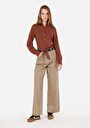 thumb-Afficher les détails de Chemise À Manches Longues Marron Regular Fit Droit Ratière Femme