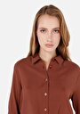 thumb-Afficher les détails de Chemise À Manches Longues Marron Regular Fit Droit Ratière Femme