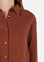 thumb-Afficher les détails de Chemise À Manches Longues Marron Regular Fit Droit Ratière Femme