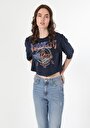 thumb-Afficher les détails de T-shirt À Manches Courtes Marine   Femme