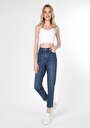 thumb-Afficher les détails de 896  Maria Pantalon Bleu   En  Mom Fit Femme