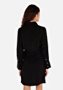 thumb-Afficher les détails de Robe Noir Regular Fit Manches Longues Mini Sergé Femme