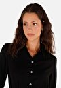 thumb-Afficher les détails de Robe Noir Regular Fit Manches Longues Mini Sergé Femme