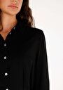 thumb-Afficher les détails de Robe Noir Regular Fit Manches Longues Mini Sergé Femme