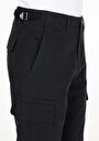 thumb-Afficher les détails de Pantalon Noir Düz Paça Medium Rise En Sergé Comfort Fit Homme