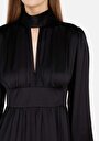 thumb-Afficher les détails de Robe Noir Regular Fit Manches Longues Mini Sergé Femme