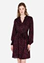 thumb-Afficher les détails de Robe Violet Regular Fit Manches Longues Mini Sergé Femme