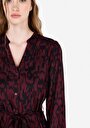 thumb-Afficher les détails de Robe Violet Regular Fit Manches Longues Mini Sergé Femme