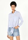 thumb-Afficher les détails de Chemise À Manches Longues Bleu Slim Fit   Femme