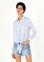 thumb-Afficher les détails de Chemise À Manches Longues Bleu Slim Fit   Femme